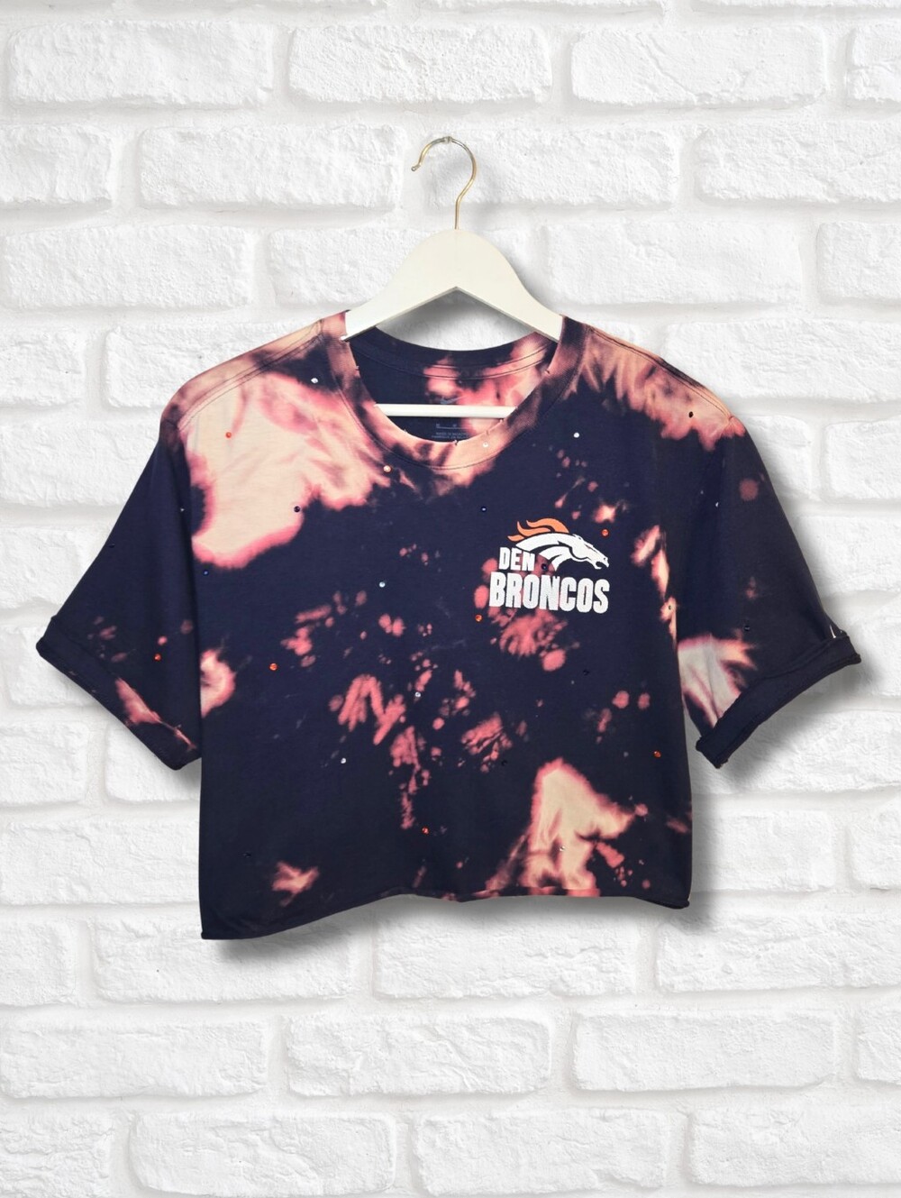 Denver Broncos Crop Top W/Rhinestones